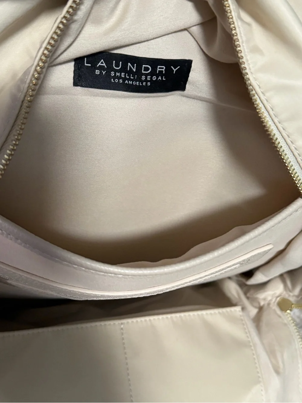 Laundry by Shelli Segal Cream Nylon Backpack with Gold Accents